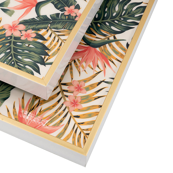 White & Gold Palm Tray