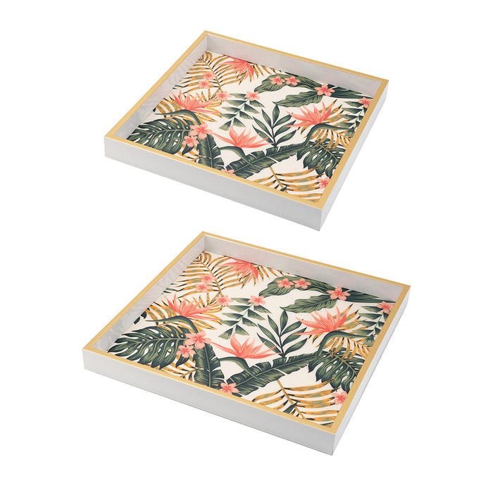 White & Gold Palm Tray