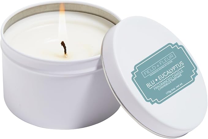 Blu Eucalyptus Candle In White Tin