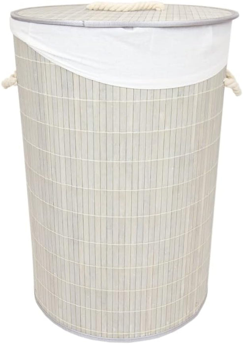 Grey Round Folding Hamper