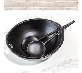 Black Wood Bowl & Server Set