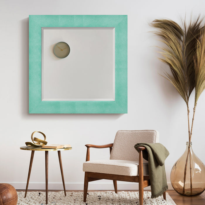 Teal Metallic Beveled Mirror
