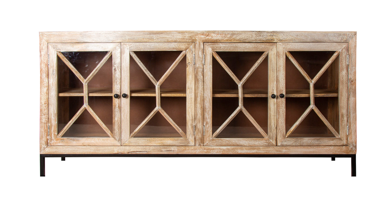 4 Door Sideboard w/Glass Doors - Whitewash