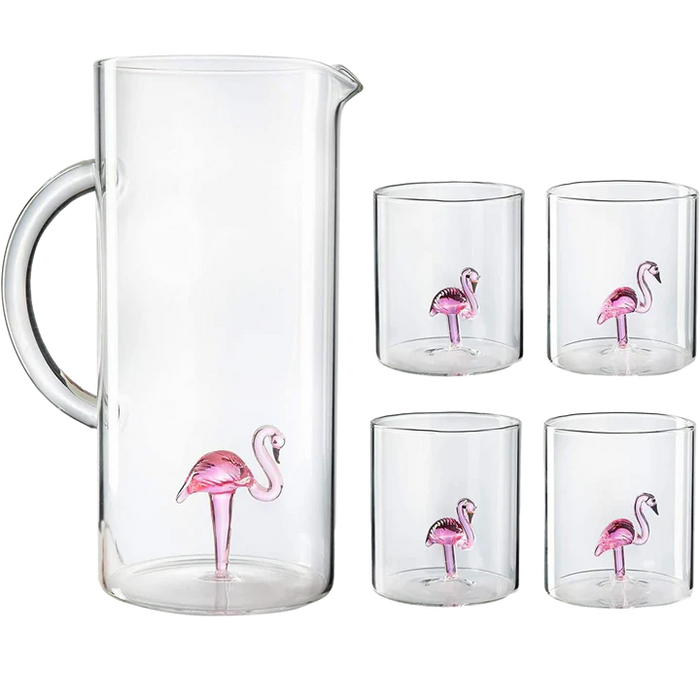 Flamingo Pitcher & Glasses Set