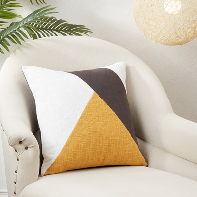 Geometric Poly Filled Pillow - Mustard