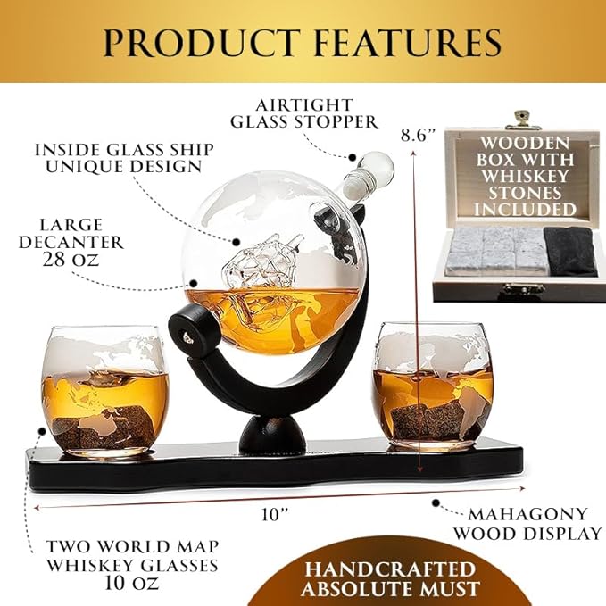 Whiskey Globe Gift Decanter Set