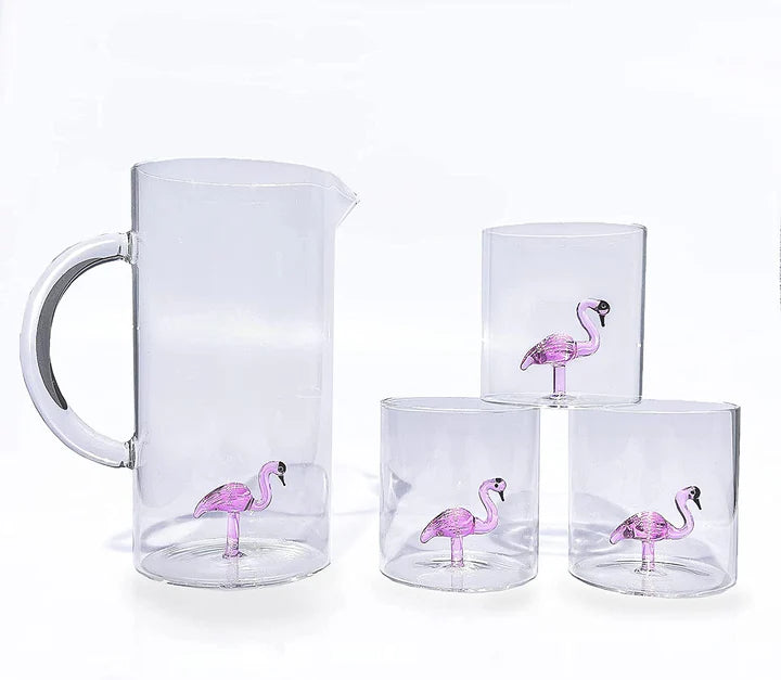 Flamingo Pitcher & Glasses Set