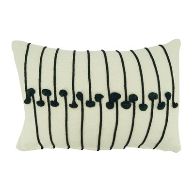 Twisted Cord Poly Filled Pillow - Black & White