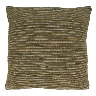 Striped Chindi Down Pillow - Moss