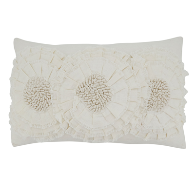 Floral Poly Filled Pillow - Ivory