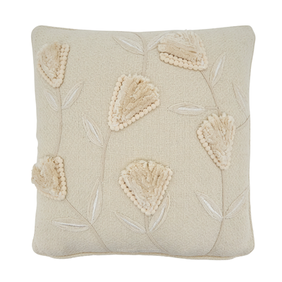 Flower Poly Filled Pillow - Ivory