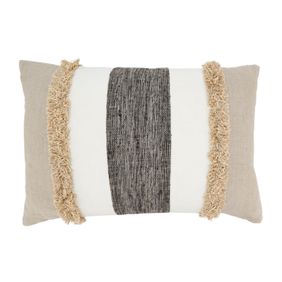 Banded Poly Filled Pillow - Natural
