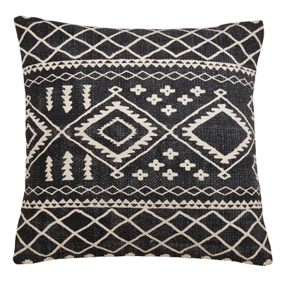 Mudcloth Pattern Poly Filled Pillow - Black