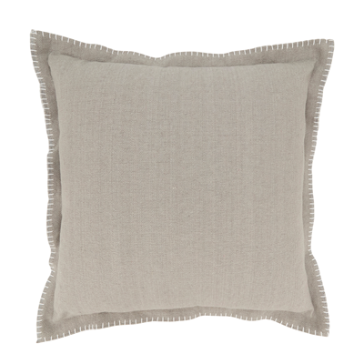 Whip Stitched Down Filled Pillow - Grey