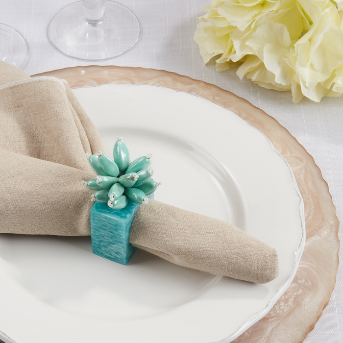 Beaded & Resin Aqua Napkin Rings