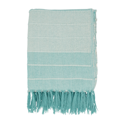Corded Stripe Throw - Aqua