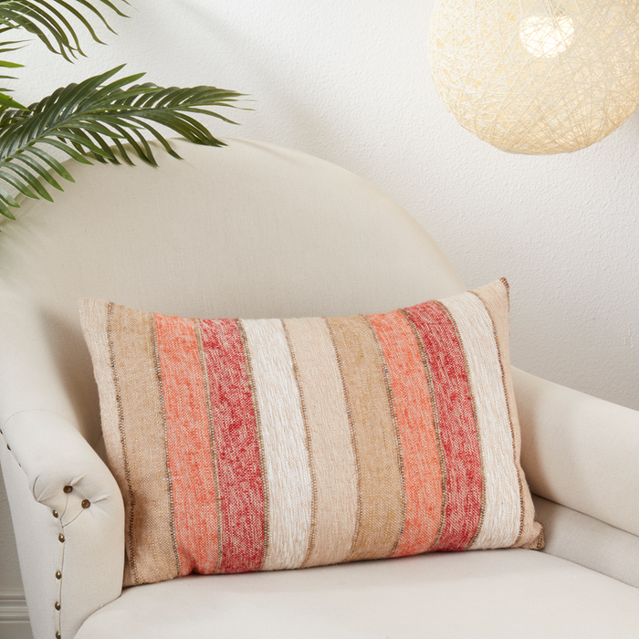 Striped Orange Oblong Poly Pillow