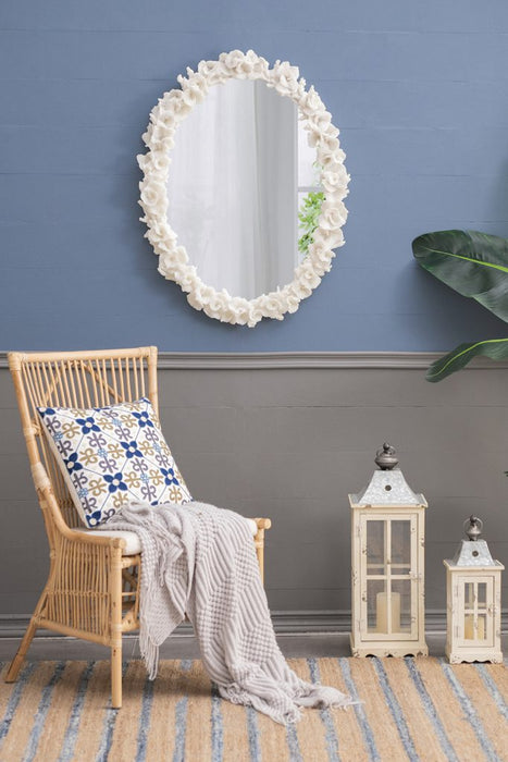 Faux Coral Frame Round Wall Mirror