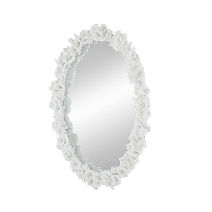 Faux Coral Frame Round Wall Mirror