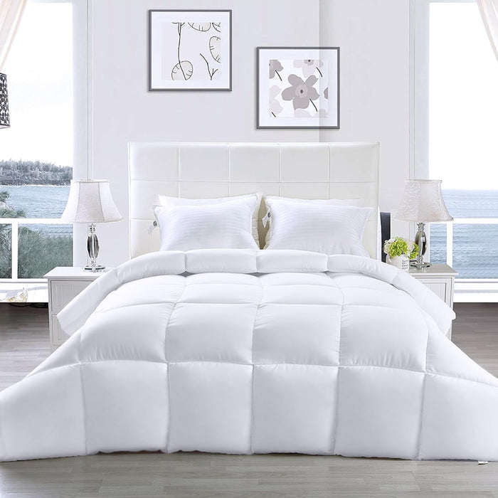 Plush Siliconized Fiberfill White Bed Comforter