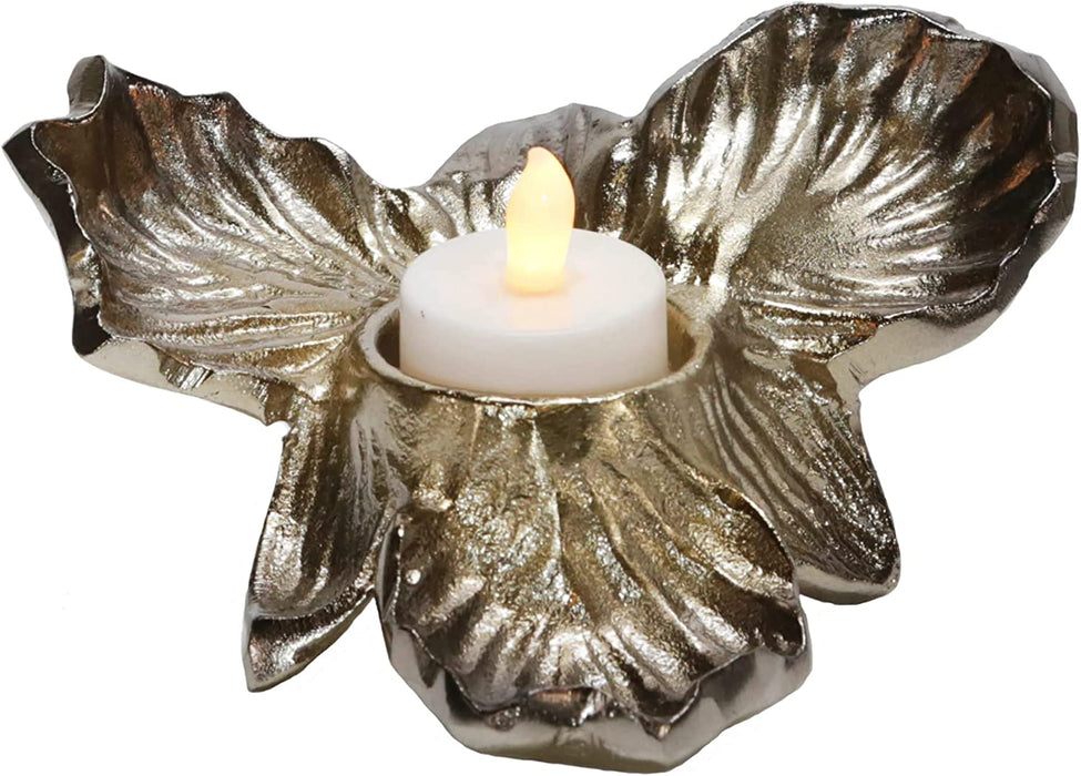 Metal Orchid Tealight Candleholder