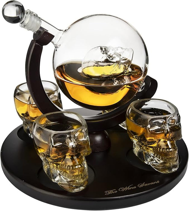 Skull King Globe Gift Decanter Set
