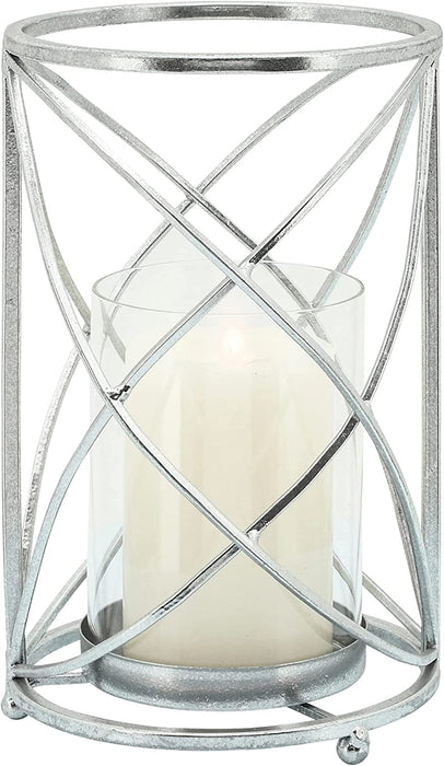 Metal Hurricane Candleholder - Silver