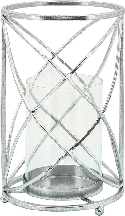 Metal Hurricane Candleholder - Silver
