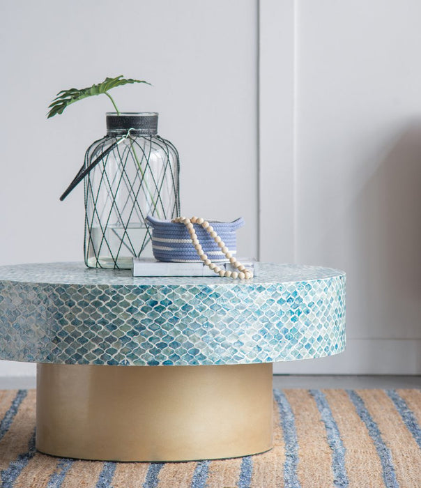 Capiz Coffee Table Blue