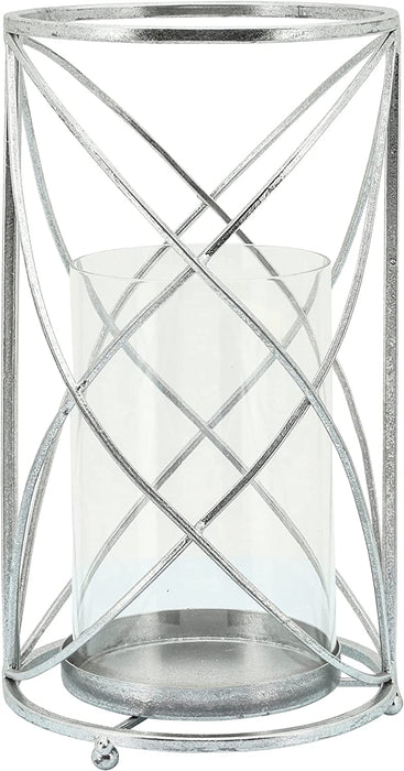 Metal Hurricane Candleholder - Silver