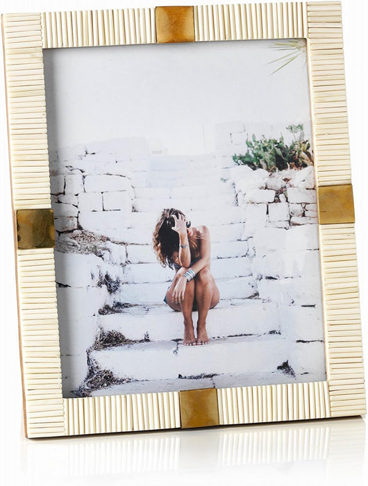 Maha Bone with Brass Trim Photo Frame
