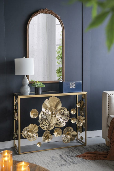 Gold Console Table w/Mirror Top