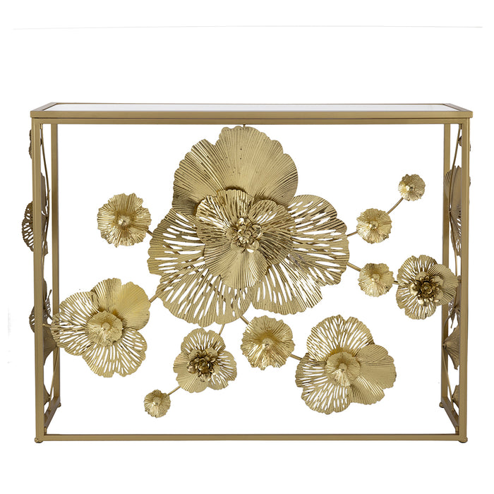 Gold Console Table w/Mirror Top