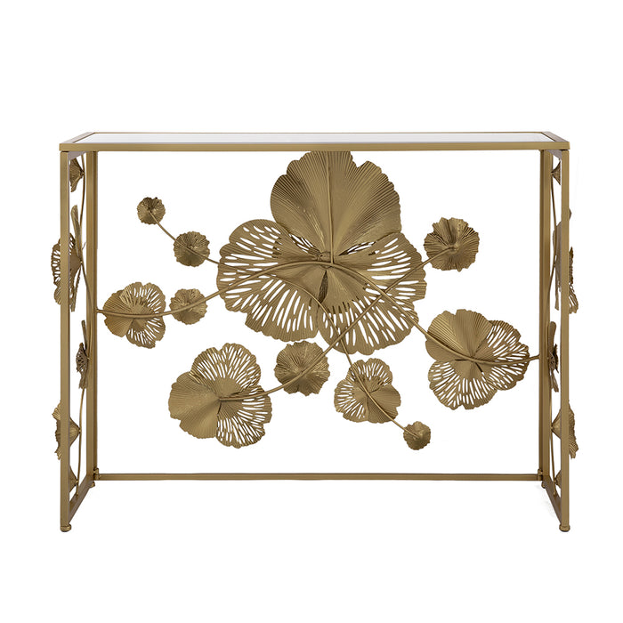Gold Console Table w/Mirror Top