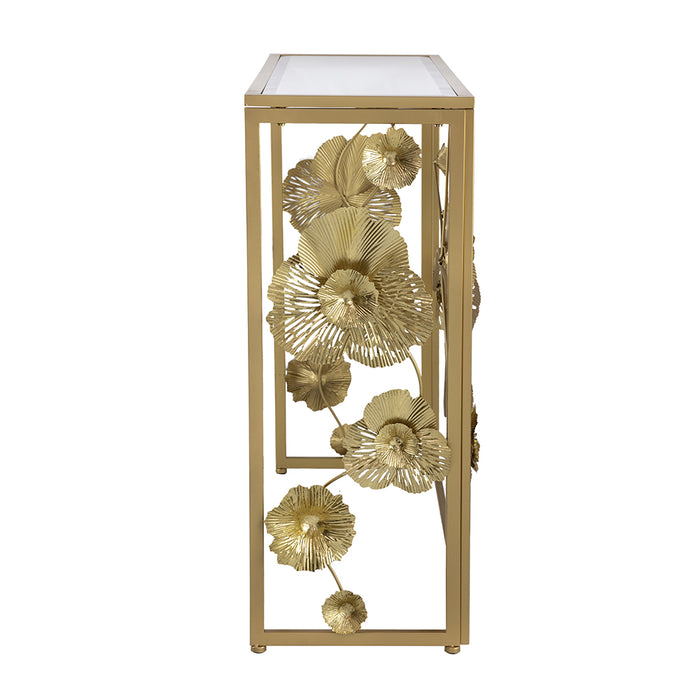 Gold Console Table w/Mirror Top
