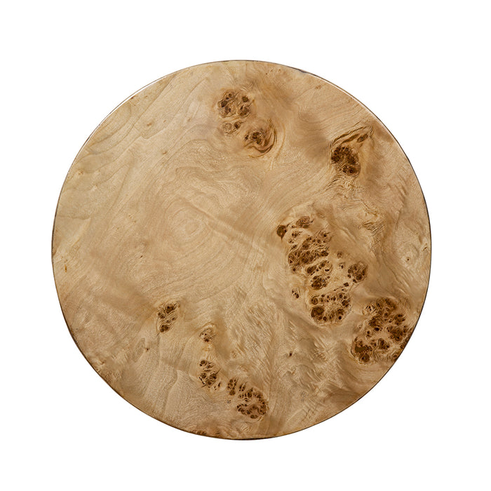 Burl Wood Cylinder Side Table