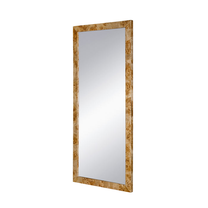 Burl Wood Rectangular Floor Mirror