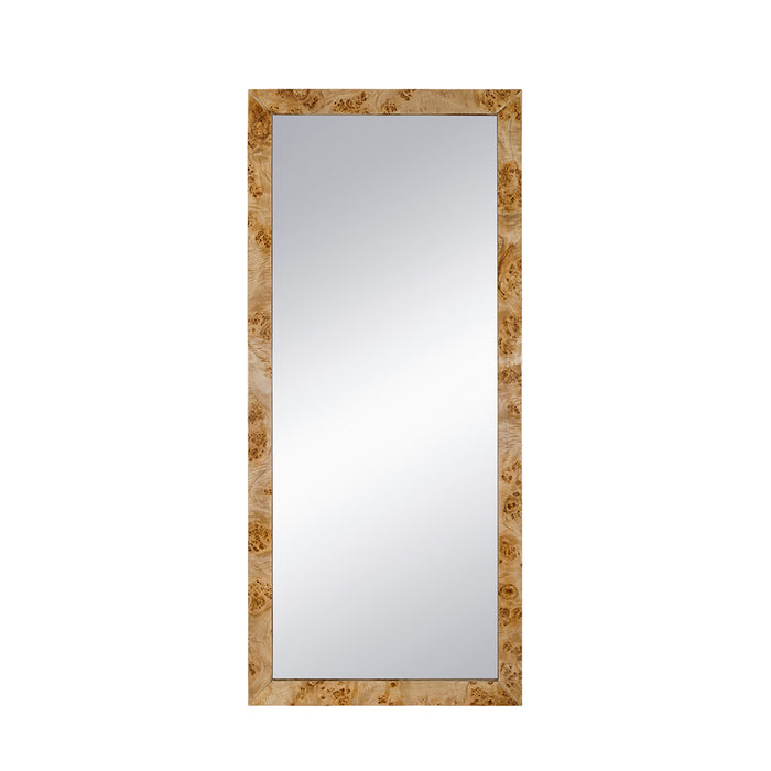 Burl Wood Rectangular Floor Mirror
