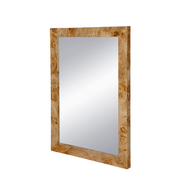 Burl Wood Rectangular Wall Mirror
