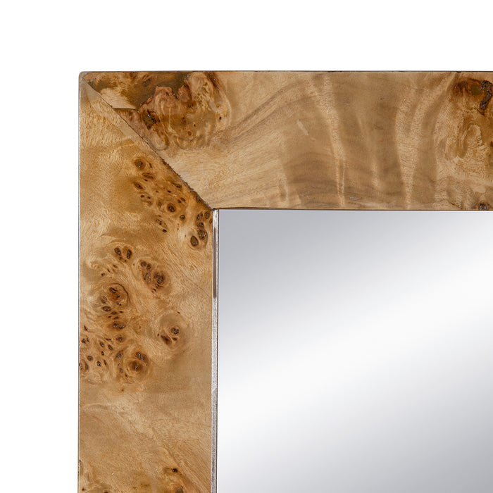 Burl Wood Rectangular Wall Mirror
