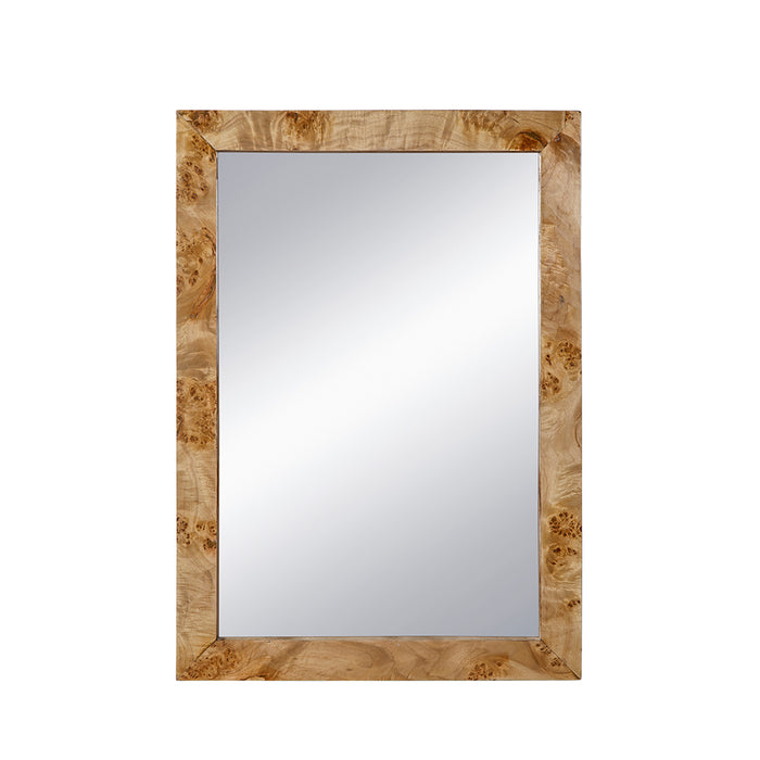 Burl Wood Rectangular Wall Mirror