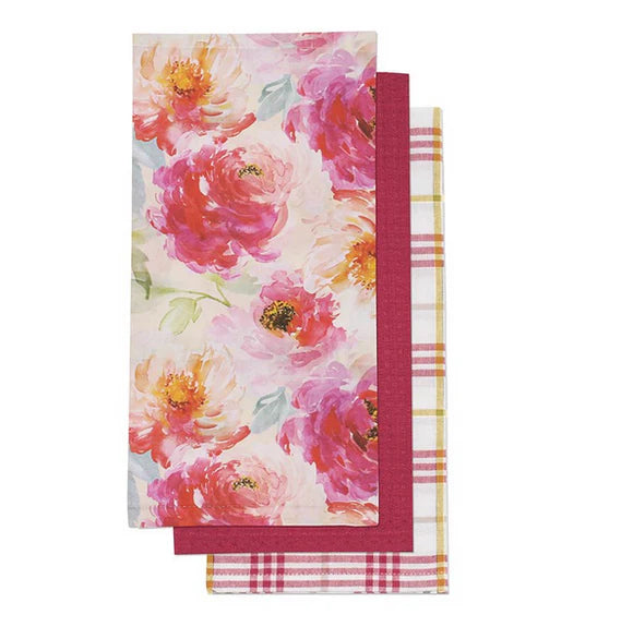Peony Floral Tea Towels - Pink