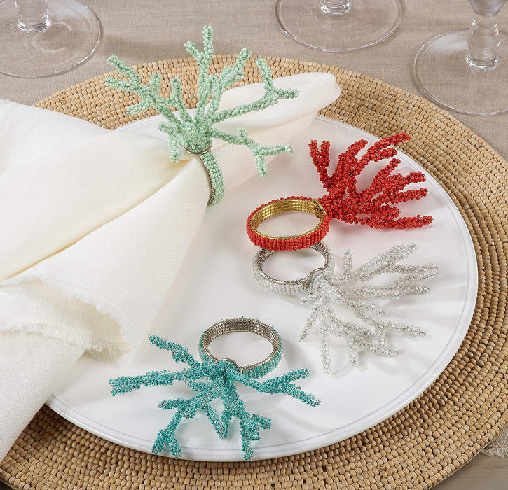 Beaded Coral Napkin Ring