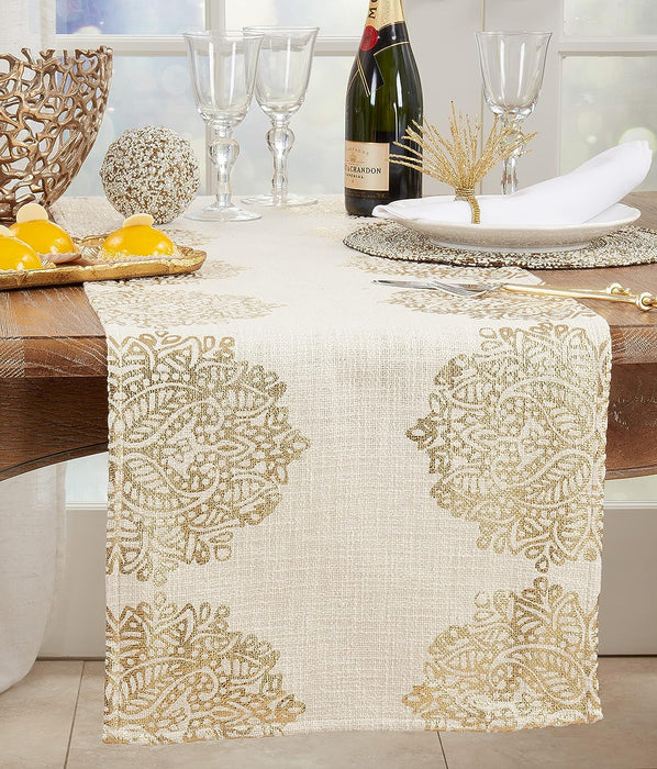 Foil Print Medallion Runner