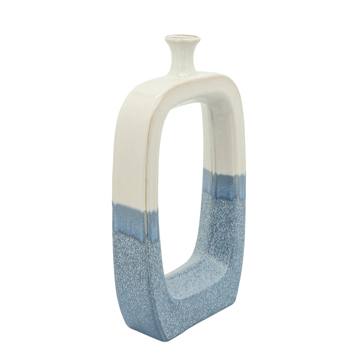 Ceramic Sky-Blue Cut-Out Vase