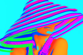 Lady with Neon Hat Art