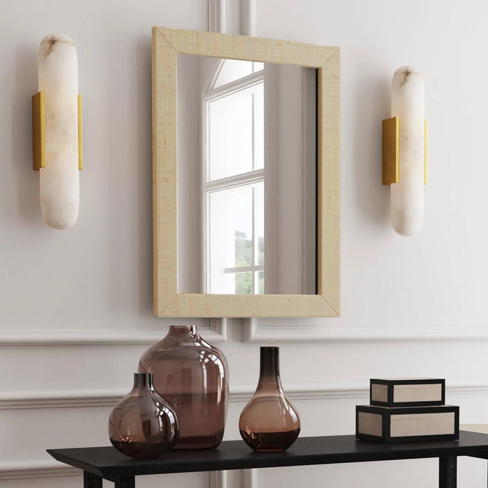 Gia Rectangular Raffia Mirror - Natural