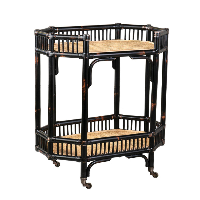 Wren Rattan Bar Cart - Black
