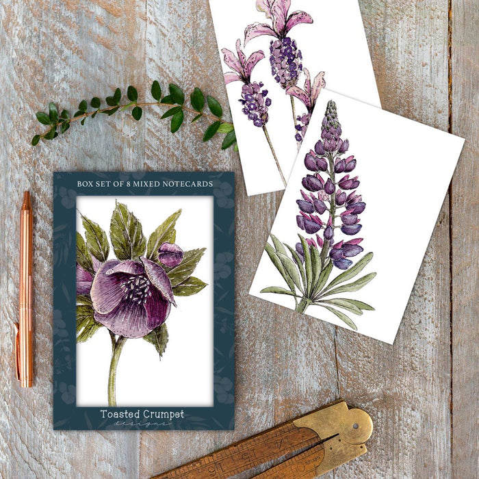 “The Mulberry Collection” Boxed Set Of 8 Mixed Notecards