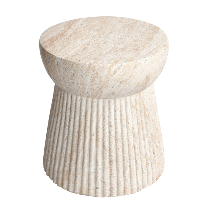Fluted Stone Side Table